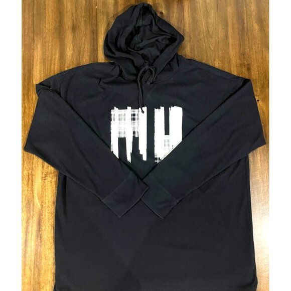 Express Mens Black Hoodie With White Graphic Print - Picture 1 of 4